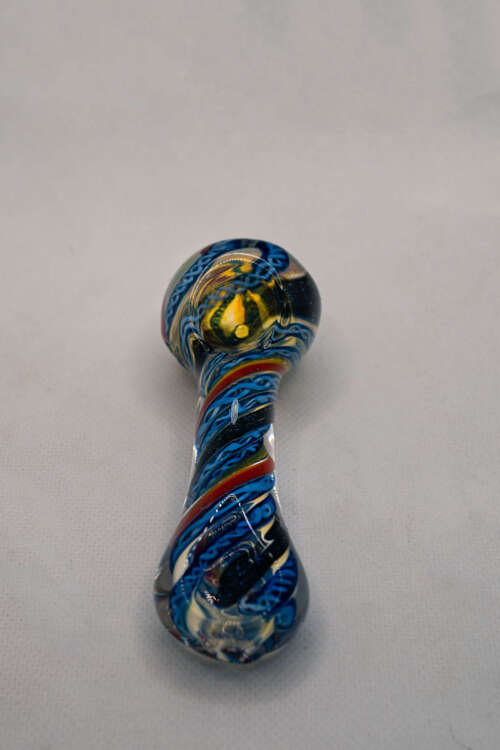 Blue & Red Swirl Glass Pipe