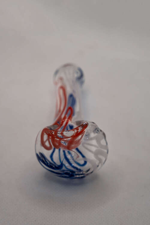 Blue & Red Swirl Glass Pipe